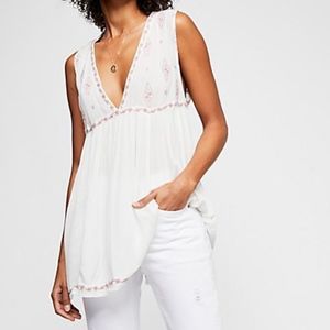 NWT Free People Sleeveless Diamond Embroidered Top